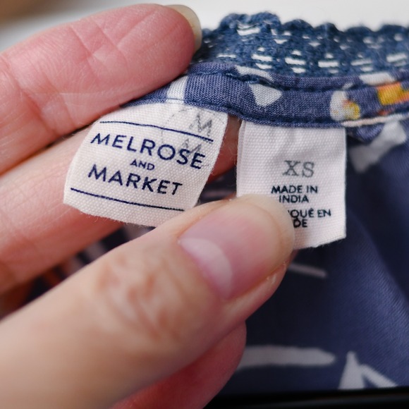 Melrose and Market Blue‎ Floral Babydoll Top XS Sleeveless Boho Cottagecore - Picture 2 of 7